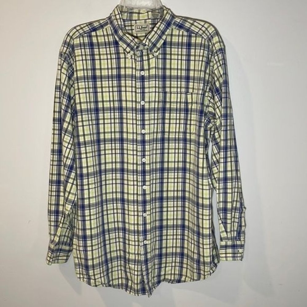 L.L.Bean Plaid Long‎ Sleeve Button Down Shirt Mens Large Tall